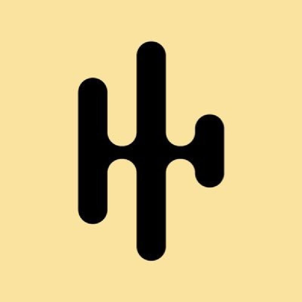 Leah Bluewater brand mark Black cactus-form mark on a cream field — Leah Bluewater brand mark